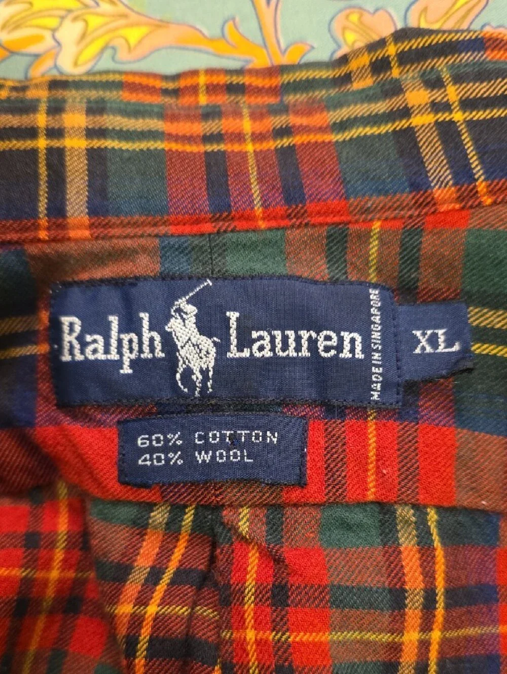 Polo by Ralph Lauren Orange and Navy Plaid Button-Down Shirt